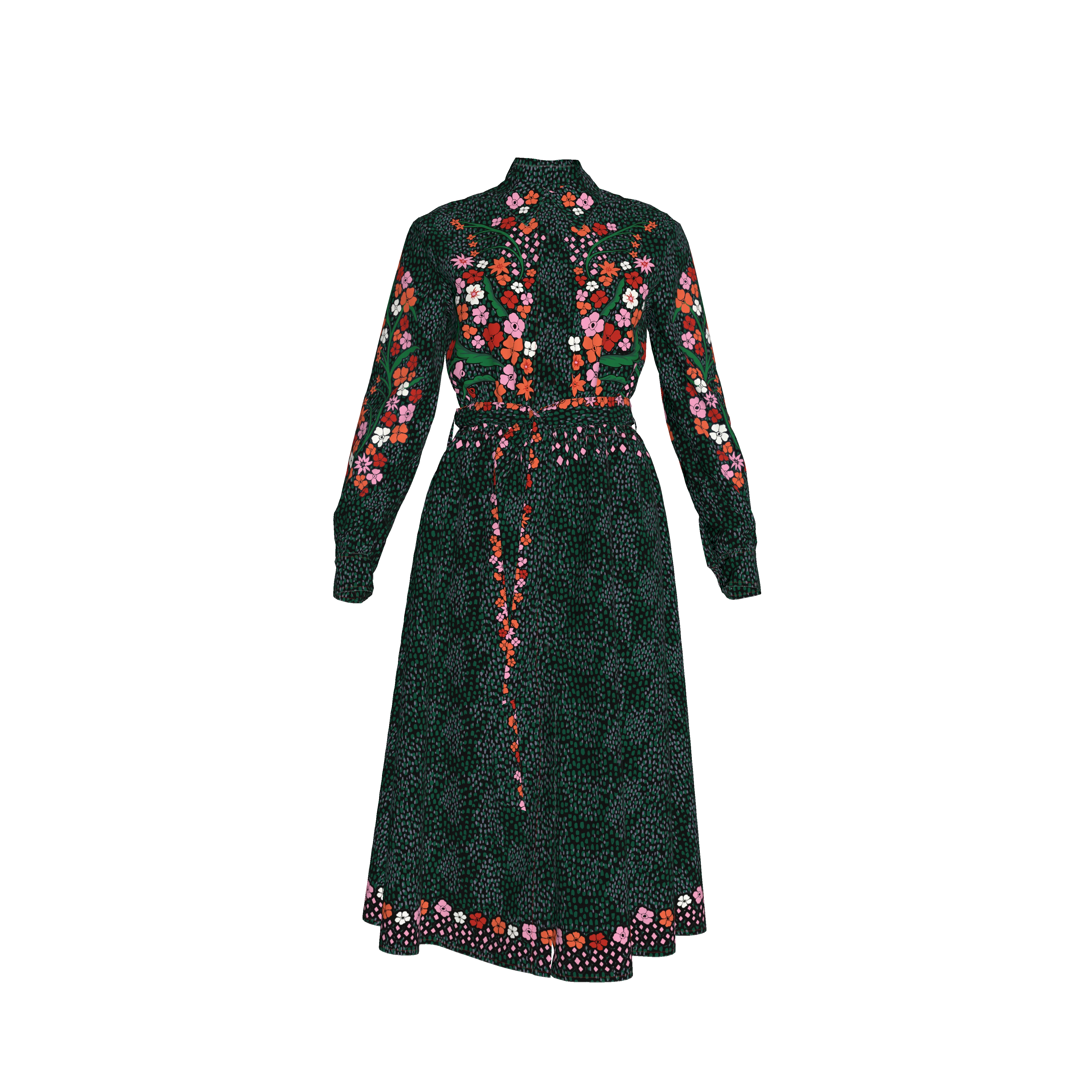 Emerson Dress in Silk | Emerald Baroque Floral - Atomnpay