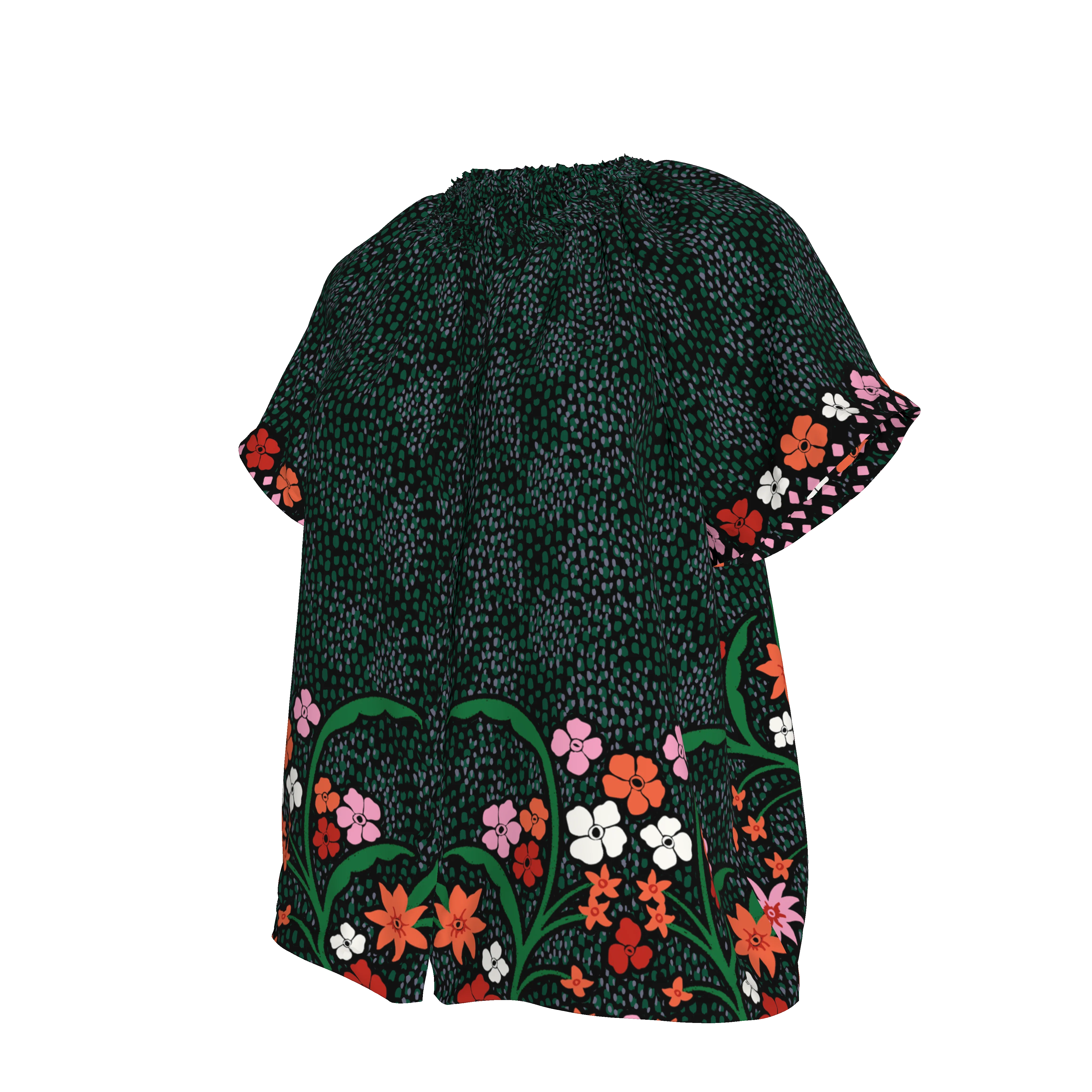 Short Sleeve Classic Blouse | Emerald Baroque Floral - Atomnpay