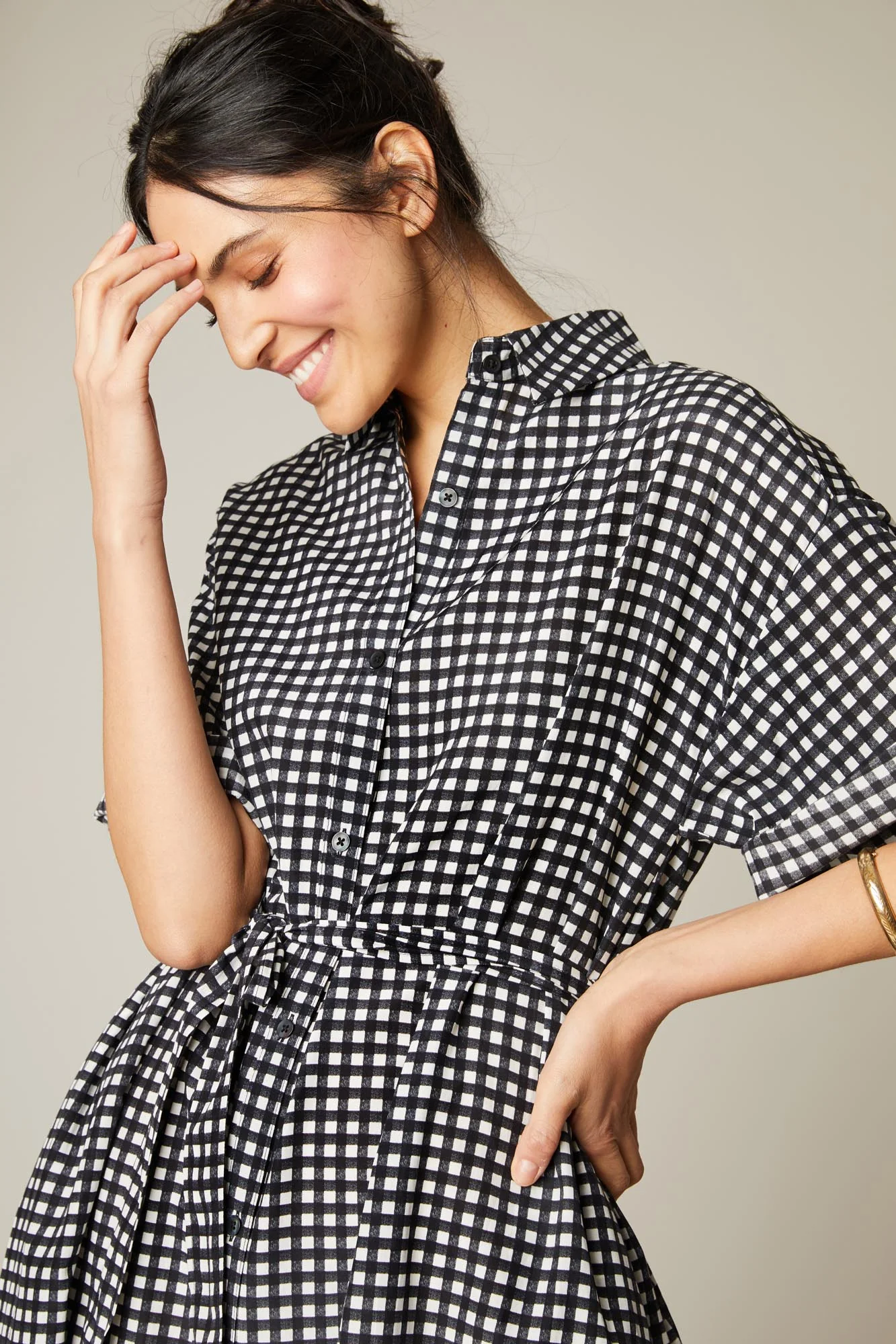 The Sarah Shirtdress | Black Gingham - Atomnpay
