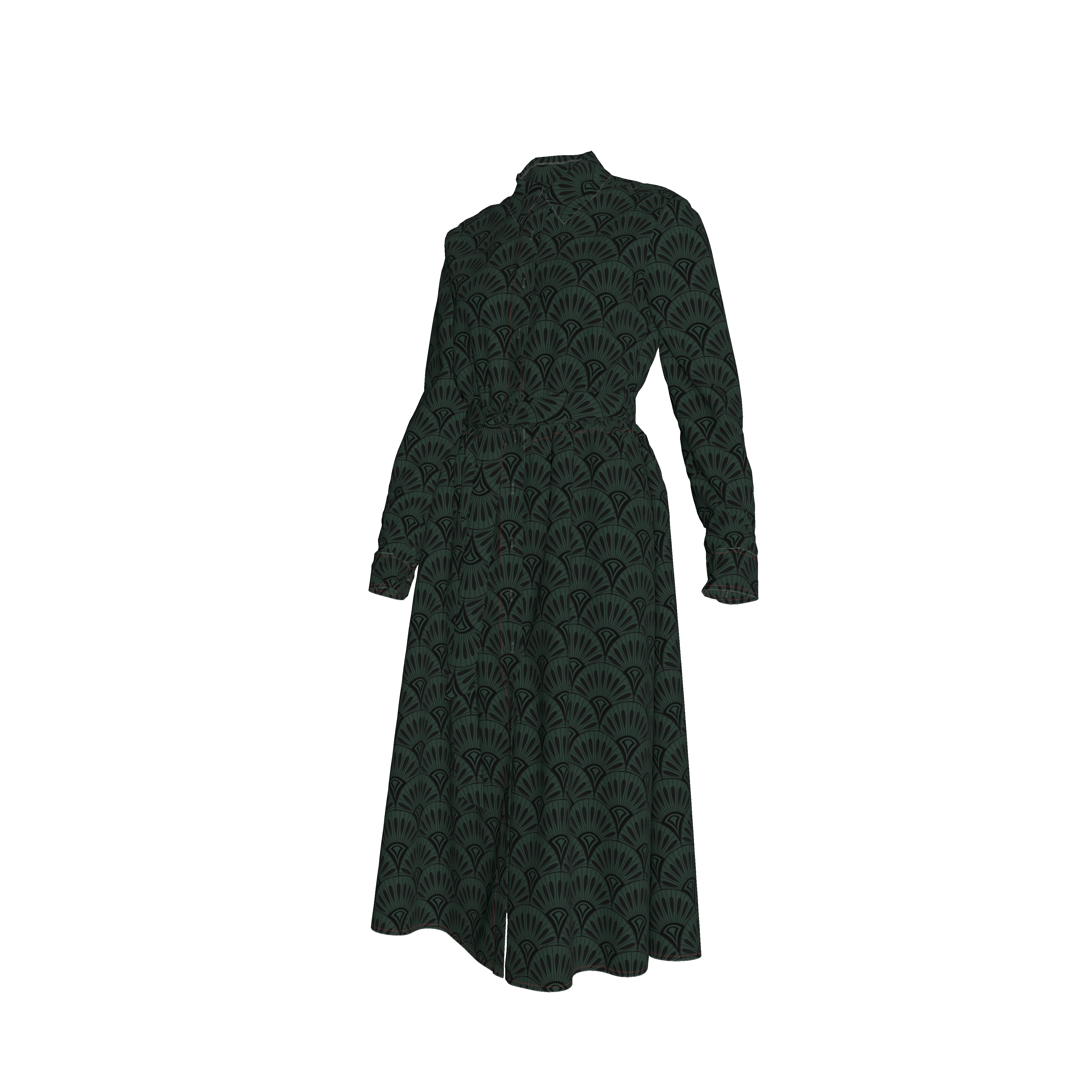 Emerson Dress in Cotton | Art Deco Geo Evergreen - Atomnpay